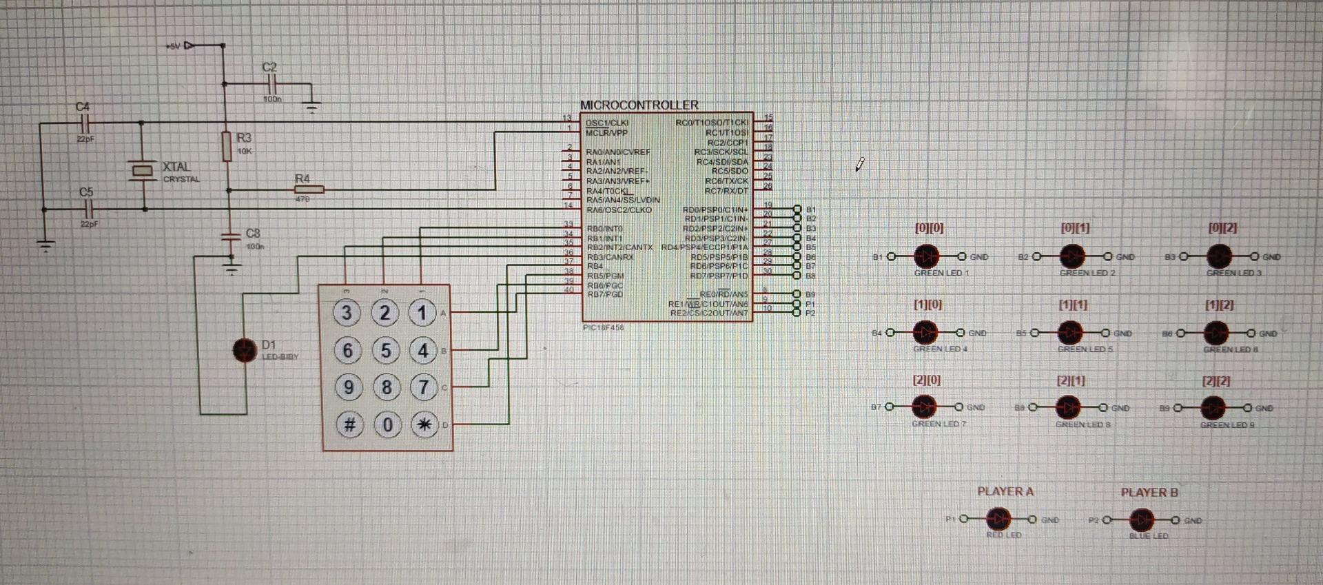 Write a c language code in mplab x ide for a two player tic tac toe