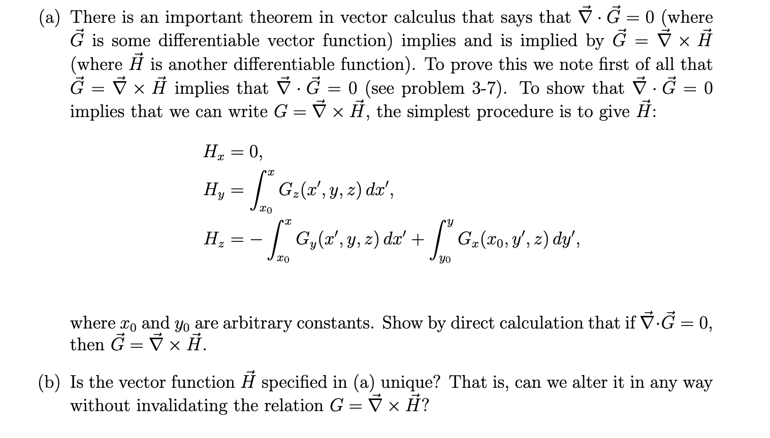 A There Is An Important Theorem In Vector Calculus That Says That Yg 0 Where G Is Some Differentiable Vector Func 1