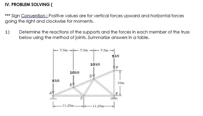 Iv Problem Solving Sign Conventioni Positive Values Are For Vertical Forces Upward And Horizontal Forces Going The 1