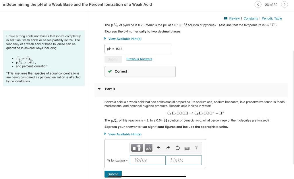 Determining The Ph Of A Weak Base And The Percent Lonization Of A Weak Acid 26 Of 30 Mi Review Constants Periodic Ta 1