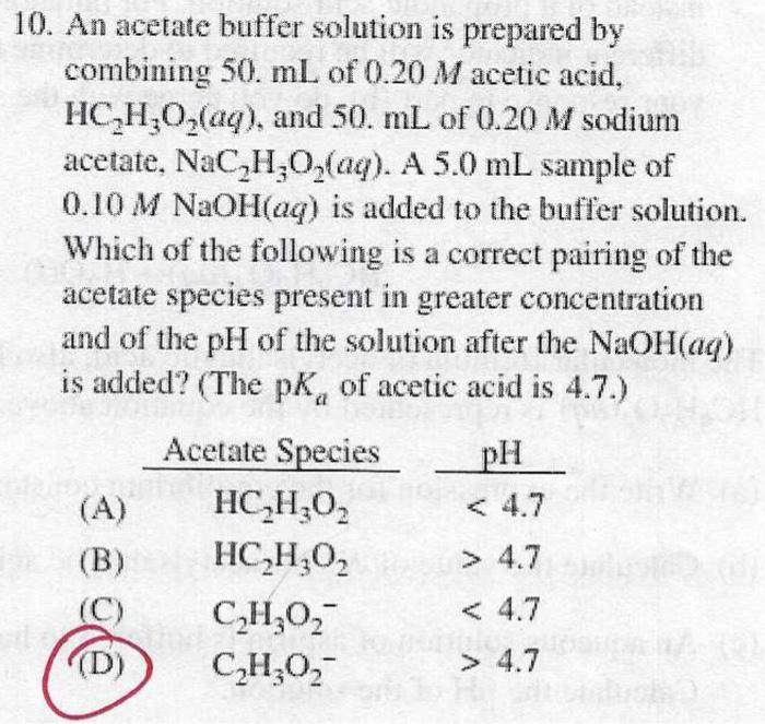 10 An Acetate Buffer Solution Is Prepared By Combining 50 Ml Of 0 20 M Acetic Acid Hc H O Aq And 50 Ml Of 0 20 M 1