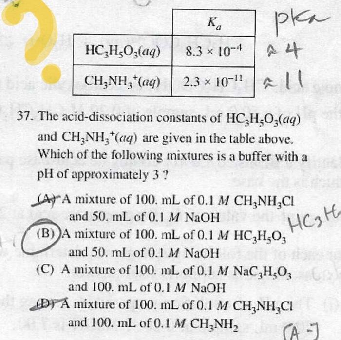 10 An Acetate Buffer Solution Is Prepared By Combining 50 Ml Of 0 20 M Acetic Acid Hc H O Aq And 50 Ml Of 0 20 M 3