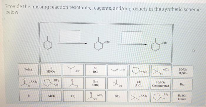 Provide The Missing Reaction Reactants Reagents And Or Products In The Synthetic Scheme Below No Nh Febry 11 Hno Y H 1