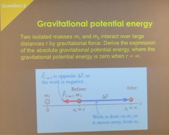 Question 2 Gravitational Potential Energy Two Isolated Masses M And M Interact Over Large Distances R By Gravitational 1