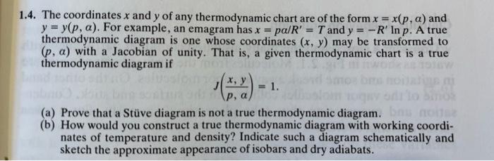 1 4 The Coordinates X And Y Of Any Thermodynamic Chart Are Of The Form X X P A And Y Y P A For Example An Ema 2
