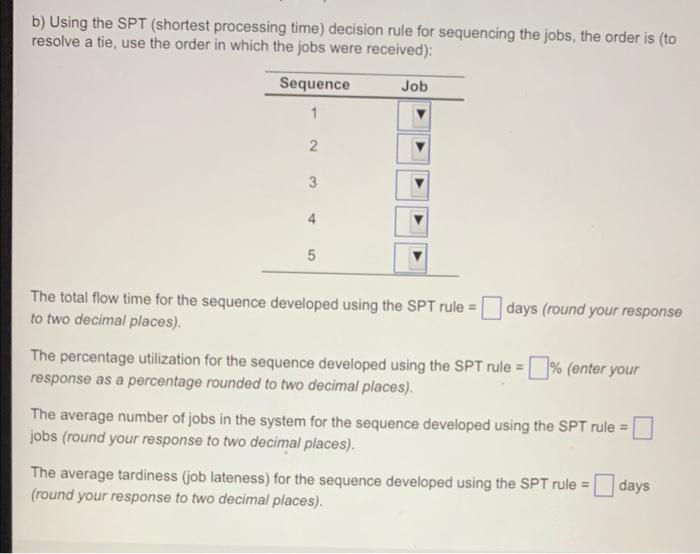 A Using The Edd Earliest Due Date Decision Rule For Sequencing The Jobs The Order Is To Resolve A Tie Use The Orde 2