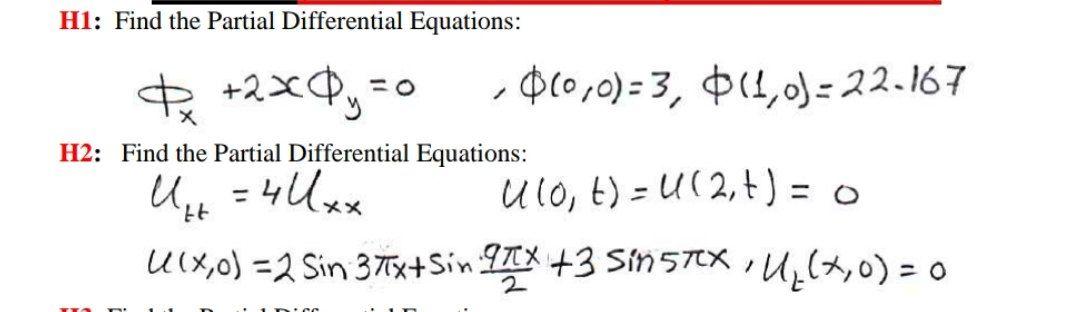 H1 Find The Partial Differential Equations H2 Find The Partial Differential Equations 2xy 010 0 3 1 0 22 1