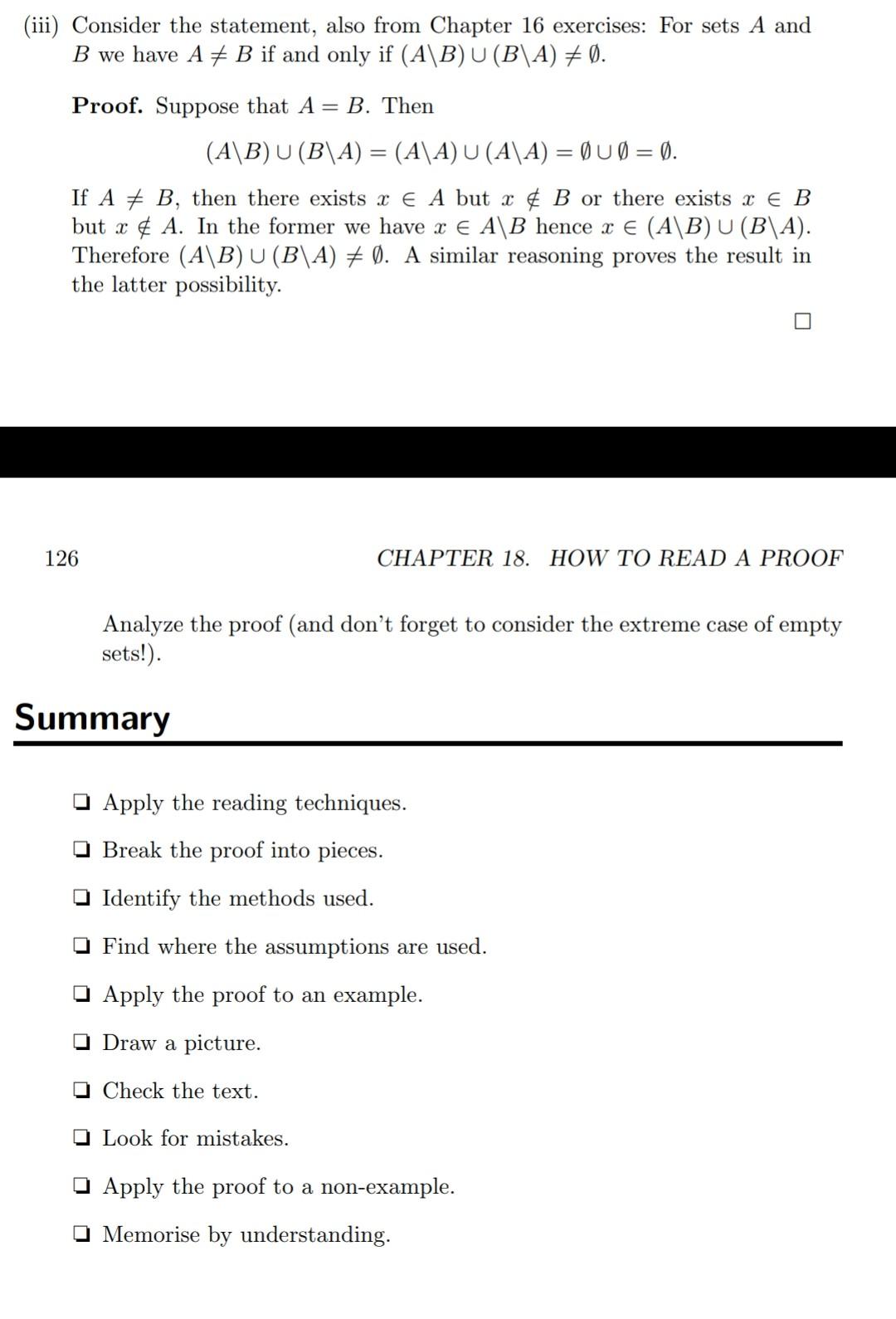 Iii Consider The Statement Also From Chapter 16 Exercises For Sets A And B We Have A B If And Only If A B U B A 1