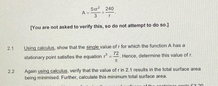 5xr 240 A 3 R You Are Not Asked To Verify This So Do Not Attempt To Do So 2 1 Using Calculus Show That The Single 1