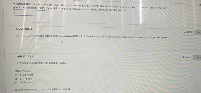 A Compound Has The Formula Y3x03 The Molar Mass Of Y Is 42 6 G Mol The Molar Mass Of X Is 55 5 Gimot 11 Nolar Mass Of O 1