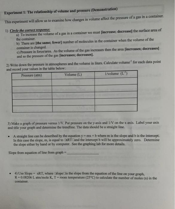 Purpose To Explore The Gas Laws Equipment Needed Gas Laws Lab See Each Individual Experiment Background When Molecul 2
