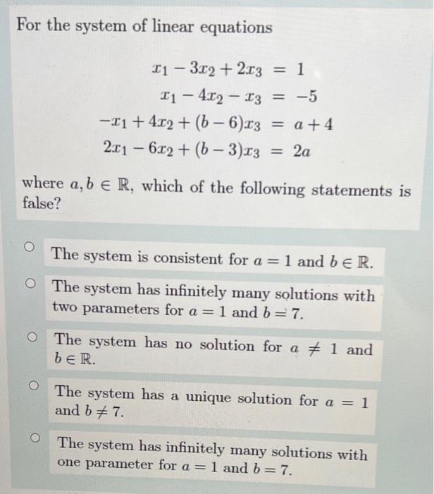 For The System Of Linear Equations 11 3 02 2 13 1 11 4 12 13 5 11 4 12 6 6 13 A 4 2 01 6 12 1