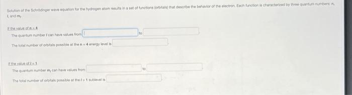 Solution Of The Schrodinger Wave Equation For The Hydrogen Atom Results In A Set Of Functions Orbitals That Describe T 1