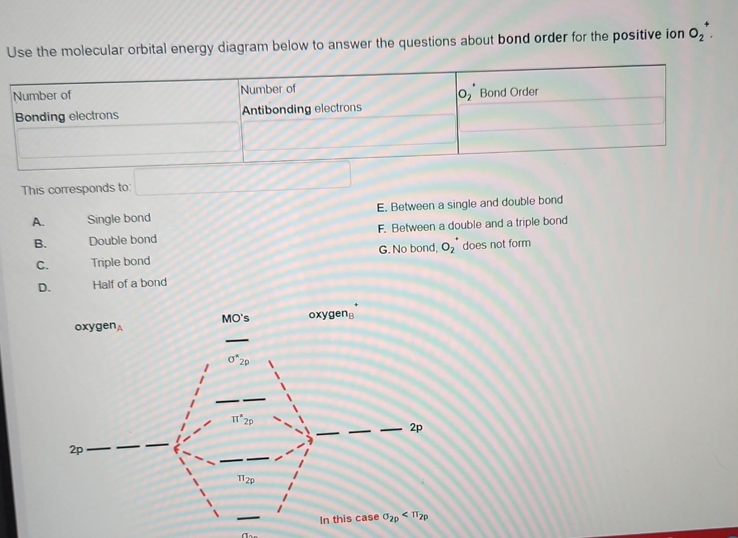 Use The Molecular Orbital Energy Diagram Below To Answer The Questions About Bond Order For The Molecule Li This Corre 2