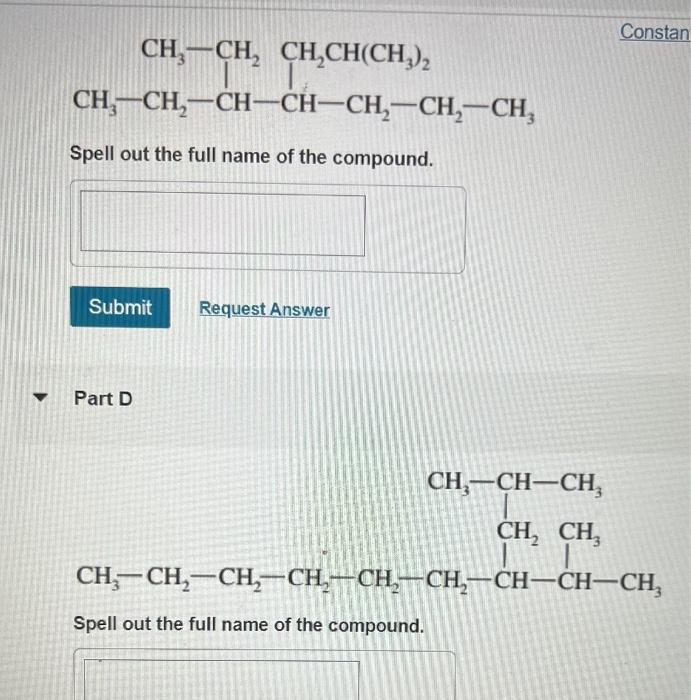 Ch Ch Ch Ch Ch Ch Ch Ch Ch Ch Ch Ch Spell Out The Full Name Of The Compound Submit Part D Request Answer Cons 1
