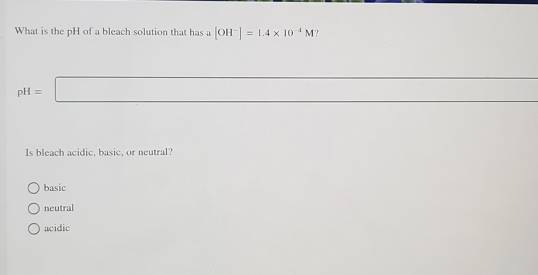 Calculate Either H3o Or Oh For Each Of The Solutions At 25 C Solution A Oh 3 23 X 10 7 M H 0 Solutio 2