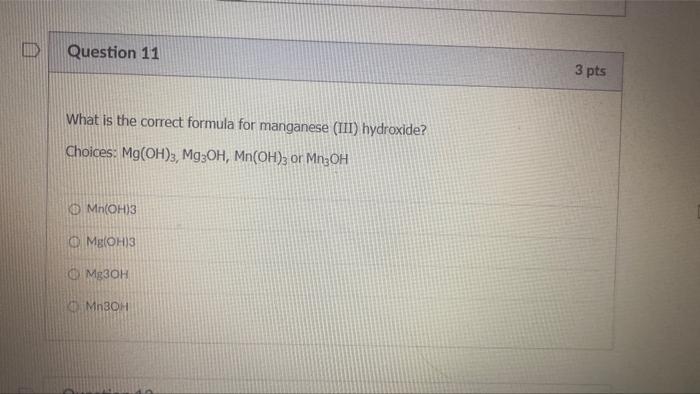 Which One Of The Following Elements Forms A Negative Ion Na Mg Ai Jo He 3 Pts Question 10 What Is The Name Of Cu No 3