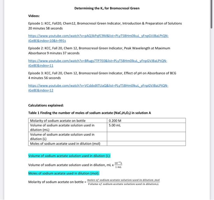 Determining The K For Bromocresol Green Videos Episode 1 Kcc Fall20 Chem12 Bromocresol Green Indicator Introducti 1