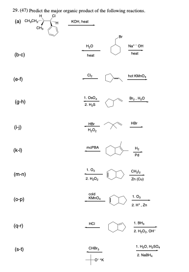 Predict The Major Organic Product Of The Following Reactions 1