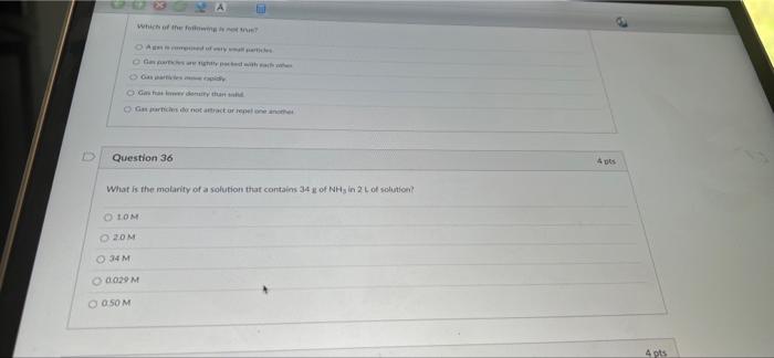 D Question 36 What The Marity Of A Solution That Contains 34 Of Not Lofs Hold Hno 0024m Question 37 T P Macbook Air 3