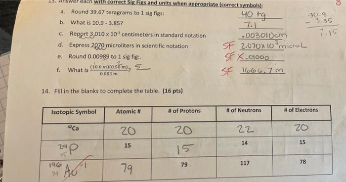 13 Answer Each With Correct Sig Figs And Units When Appropriate Correct Symbols Round 39 67 Teragrams To 1 Sig Figs 1