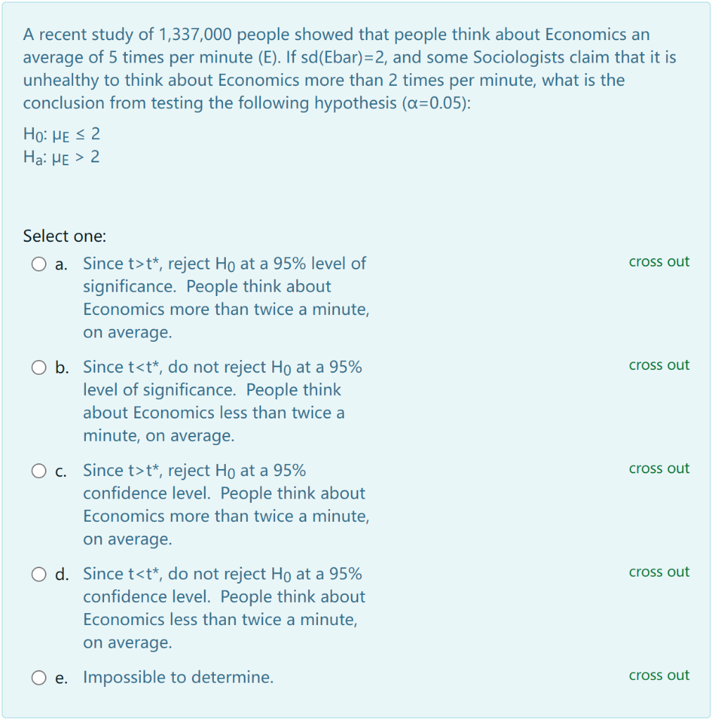 A Recent Study Of 1 337 000 People Showed That People Think About Economics An Average Of 5 Times Per Minute E If Sd 1