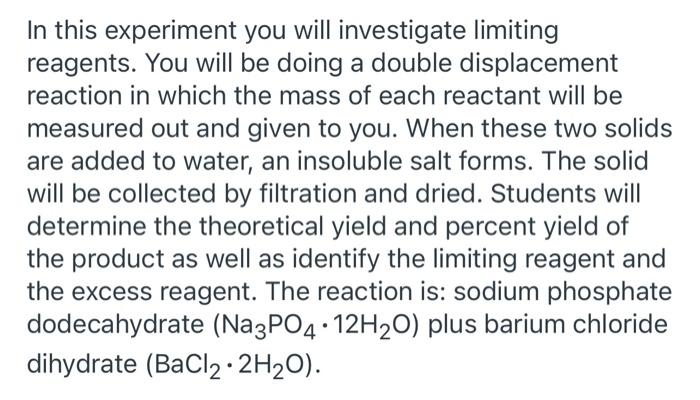 Mass Of Sodium Phosphate Dodecahydrate Used Mass Of Barium Chloride Dihydrate Used Mass Of Dry Filter Paper Mass Of Filt 4