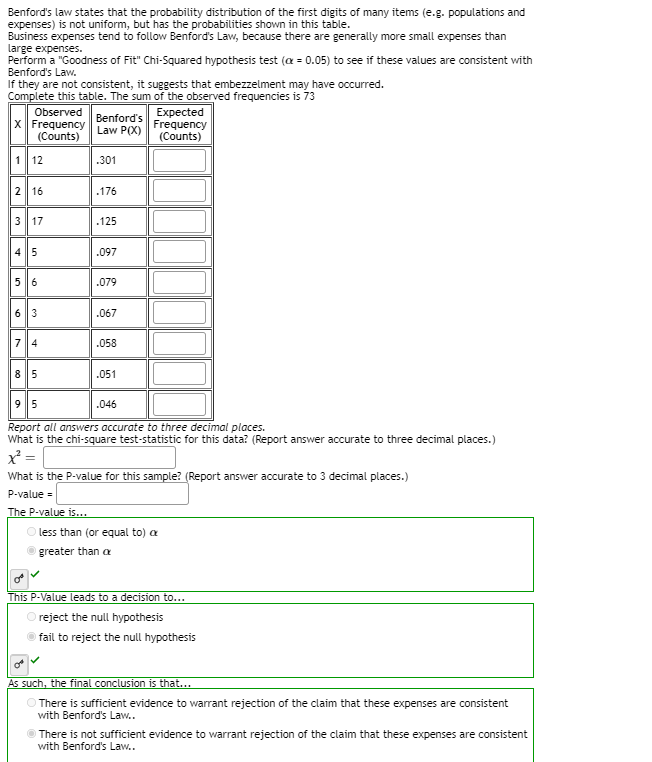 Help In Calculating Values For The Table Test Statistic And P Value Please Help Me Understand How To Calculate It Th 1
