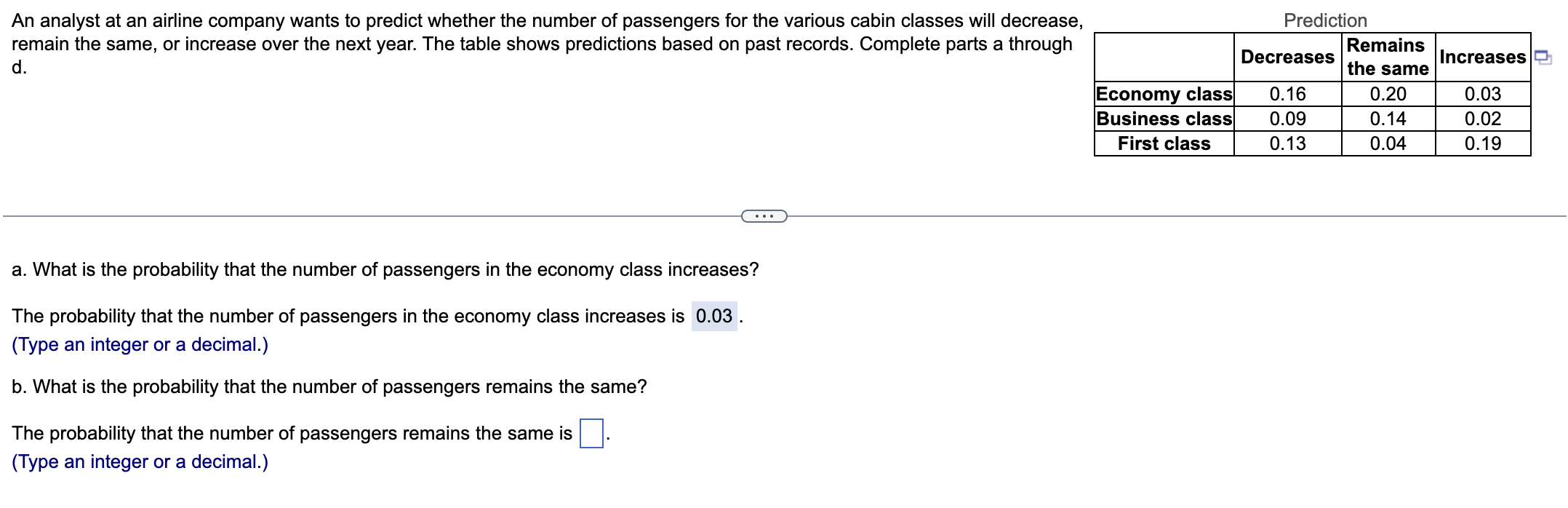 Increases An Analyst At An Airline Company Wants To Predict Whether The Number Of Passengers For The Various Cabin Class 1