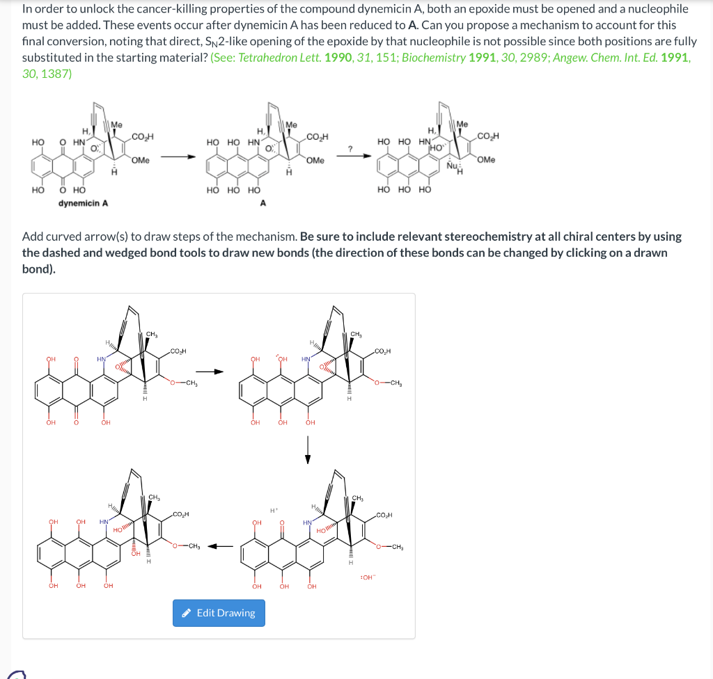 In Order To Unlock The Cancer Killing Properties Of The Compound Dynemicin A Both An Epoxide Must Be Opened And A Nucle 1