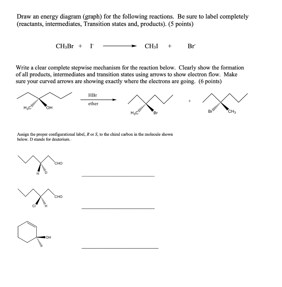 Draw An Energy Diagram Graph For The Following Reactions Be Sure To Label Completely Reactants Intermediates Trans 1