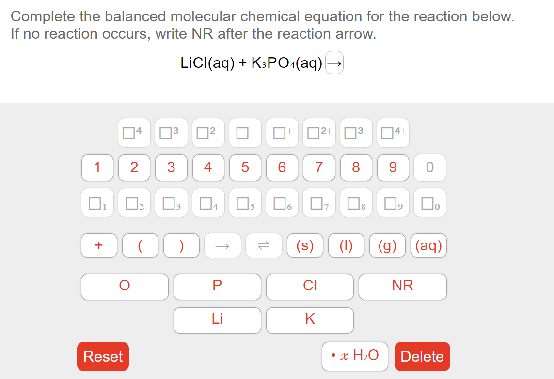 Complete The Balanced Molecular Chemical Equation For The Reaction Below If No Reaction Occurs Write Nr After The Reac 1