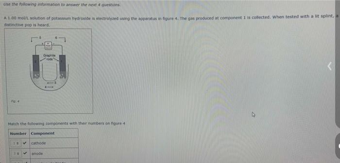 Use The Following Information To Answer The Next 4 Questions A 1 00 Mol L Solution Of Potassium Hydroxide Is Electrolyz 1