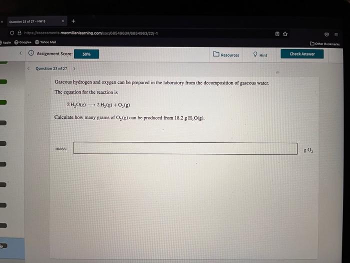 Question 23 Of 27 Hw 5 Ob Https Assessments Macmillanlearning Com Sac 6854 Apple Google Yahoo Mail Assignment Score 1