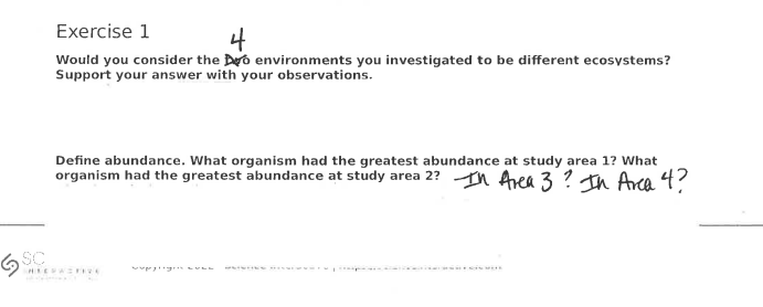 Exercise 1 4 Would You Consider The Do Environments You Investigated To Be Different Ecosystems Support Your Answer Wit 1