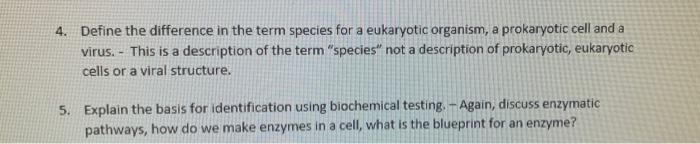 4 Define The Difference In The Term Species For A Eukaryotic Organism A Prokaryotic Cell And A Virus This Is A Desc 1
