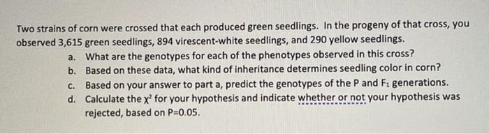 Two Strains Of Corn Were Crossed That Each Produced Green Seedlings In The Progeny Of That Cross You Observed 3 615 Gr 1