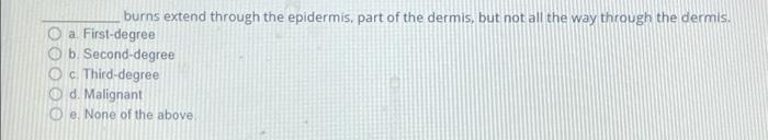 Burns Extend Through The Epidermis Part Of The Dermis But Not All The Way Through The Dermis A First Degree B Second 1