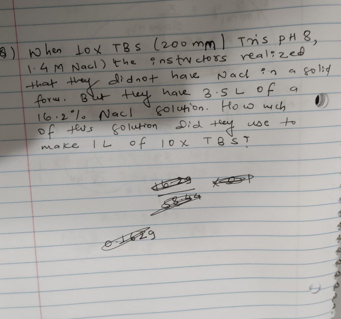 3 When Lox Tbs 200mm Tris Ph 8 1 4m Nacl The Instructors Realized A Solid Nad In That They Did Not Have Form But T 1