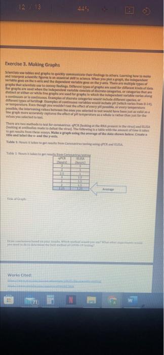12 Y 13 Exercise 3 Making Graphs Scientists Use Tables And Grapha To Quity And Interpret Acetic Gunes Is An Wrtable Goe 1