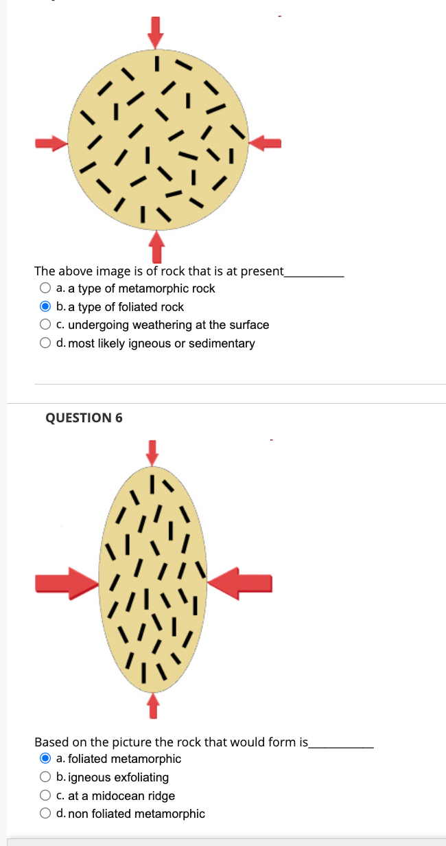 The Above Image Is Of Rock That Is At Present O A A Type Of Metamorphic Rock O B A Type Of Foliated Rock O C Undergoi 1