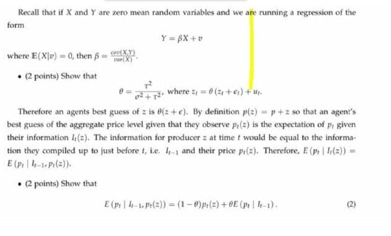 Recall That If X And Y Are Zero Mean Random Variables And We Are Running A Regression Of The Form Y Bx V Where E X V 1