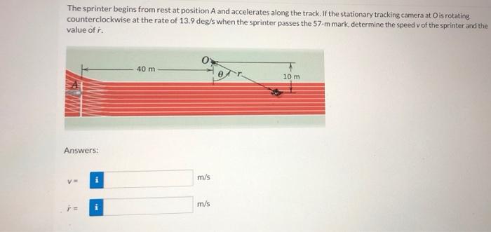 The Sprinter Begins From Rest At Position A And Accelerates Along The Track If The Stationary Tracking Camera At O Is R 1