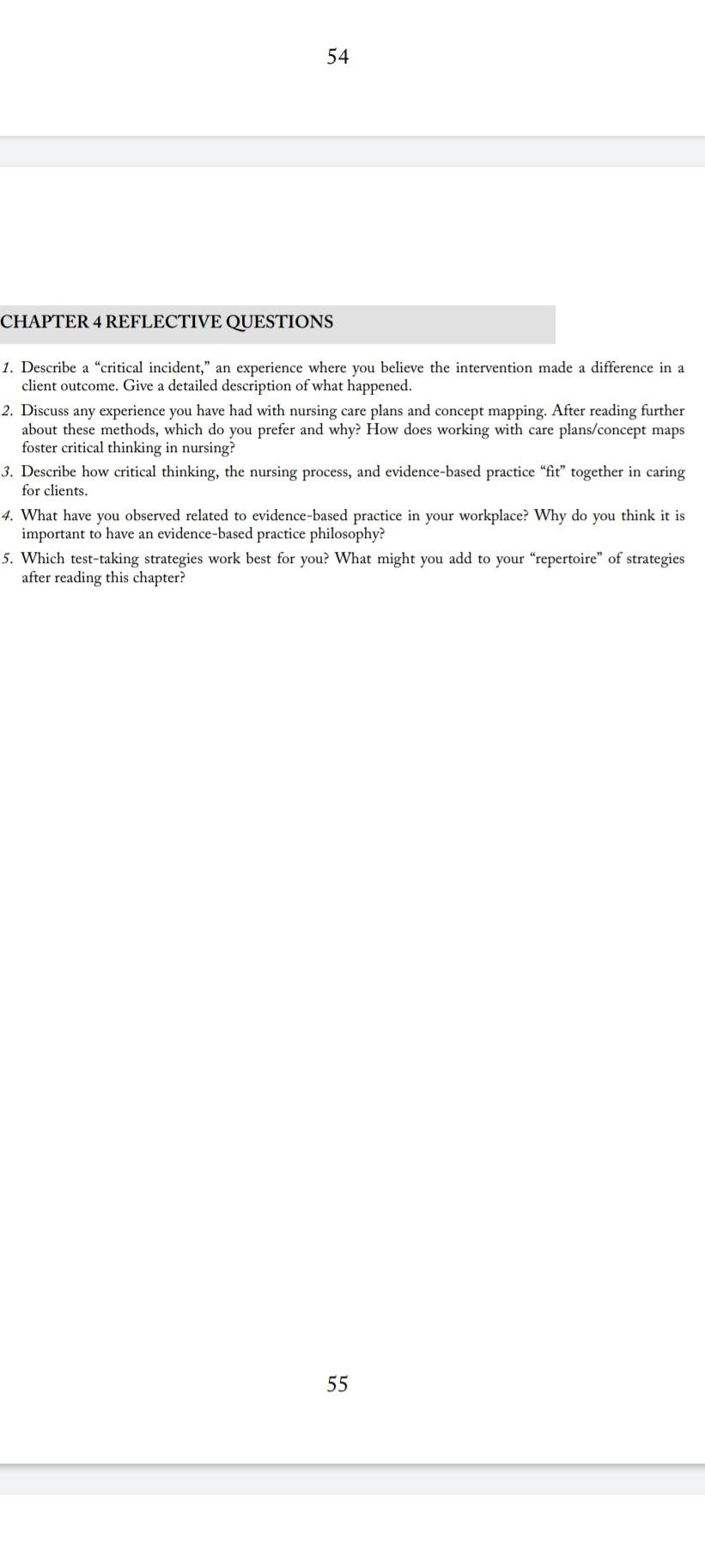 54 Chapter 4 Reflective Questions 1 Describe A Critical Incident An Experience Where You Believe The Intervention Ma 1