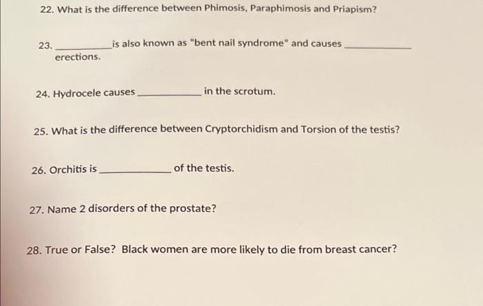 22 What Is The Difference Between Phimosis Paraphimosis And Priapism 23 Erections Is Also Known As Bent Nail Syndr 1