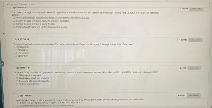 Question Completion Status Question De The Nurse Is Caning For A Patient With Essential Hypertension Whose Provider Has 1