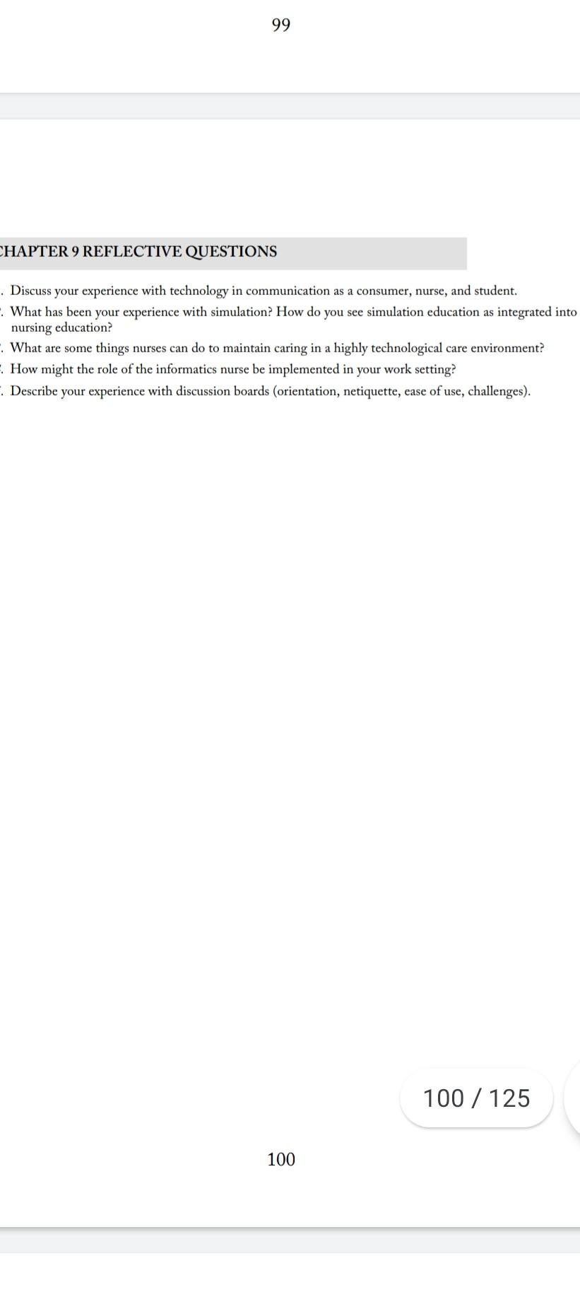 99 Chapter 9 Reflective Questions Discuss Your Experience With Technology In Communication As A Consumer Nurse And S 1