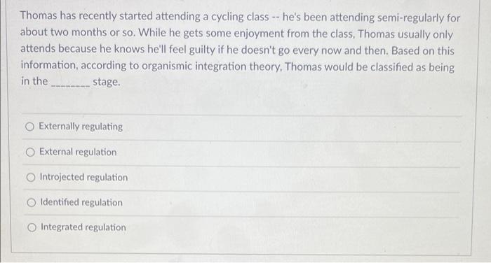 Thomas Has Recently Started Attending A Cycling Class He S Been Attending Semi Regularly For About Two Months Or So 1