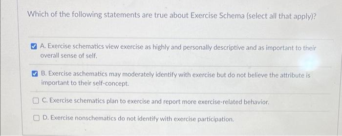 Which Of The Following Statements Are True About Exercise Schema Select All That Apply A Exercise Schematics View Ex 1