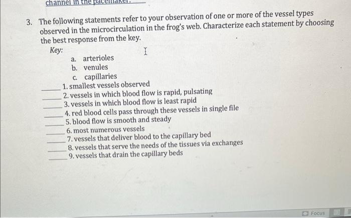Channel In The 3 The Following Statements Refer To Your Observation Of One Or More Of The Vessel Types Observed In The 1